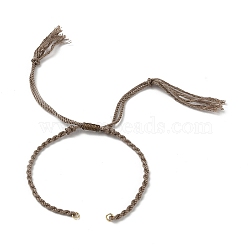 Braided Cotton Cord Bracelet Making, with Golden Tone Brass Jump Rings, Coffee, 6-3/4~10-3/8 inch(17~26.5cm)(MAK-L043-02G-01)