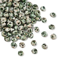 Picasso Glass Seed Beads, Round Hole, Teardrop, Dark Green, 5x4.5x4mm, Hole: 1.4mm, 120pcs/set(SEED-Q038-03K)