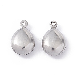 304 Stainless Steel Pendants, Teardrop, Stainless Steel Color, 15x9.5x5mm, Hole: 1mm(STAS-C057-08P)