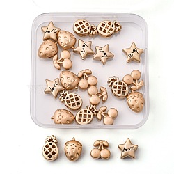 CHGCRAFT 24Pcs 4 Style Alloy Beads, Strawberry & Cherry & Pineapple & Star, Matte Gold Color, 6pcs/style(FIND-CA0002-60)