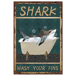 Vintage Metal Tin Sign, Iron Wall Decor for Bars, Restaurants, Cafes Pubs, Rectangle, Shark, 300x200x0.5mm(AJEW-WH0189-177)