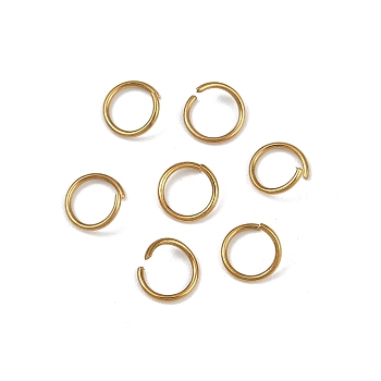 304 Stainless Steel Open Jump Rings, Round, Ion Plating(IP), Golden, 7x0.8mm, 20 Gauge, Inner Diameter: 5.4mm