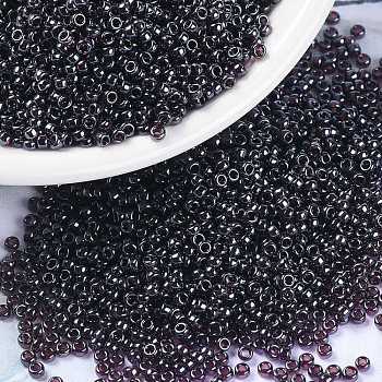 MIYUKI Round Rocailles Beads, Japanese Seed Beads, (RR171) Dark Smoky Amethyst Luster, 15/0, 1.5mm, Hole: 0.7mm, about 5555pcs/bottle, 10g/bottle