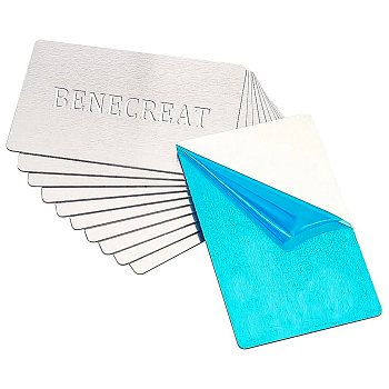 BENECREAT 12Pcs Rectangle Aluminum Alloy Blank Name Cards, for Laser Engraved Custom Visiting Business Cards, Platinum, 54x85x0.8mm