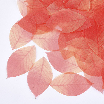 Organza Fabric, For DIY Jewelry Making Crafts, Leaf, Tomato, 52x29mm
