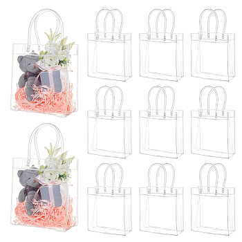 Valentine's Day Rectangle Transparent PVC Storage Bags with Handle, Gift Storage Bags, Clear, 27.5cm, Unfold: 15x6.8x16cm