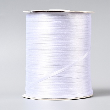 Double Face Satin Ribbon, Polyester Ribbon, White, 1/8 inch(3mm) wide, about 880yards/roll(804.672m/roll)