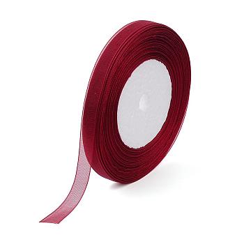 Organza Ribbon, Dark Red, 3/8 inch(10mm), 50yards/roll(45.72m/roll), 10rolls/group, 500yards/group(457.2m/group)