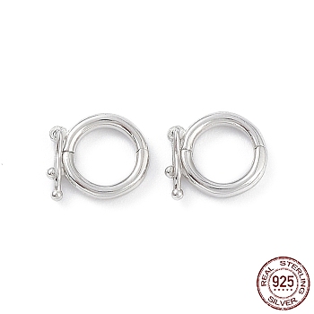 Anti-Tarnish Rhodium Plated 925 Sterling Silver Twister Clasps, Ring, Platinum, 9x10.5x3mm, Inner Diameter: 6mm