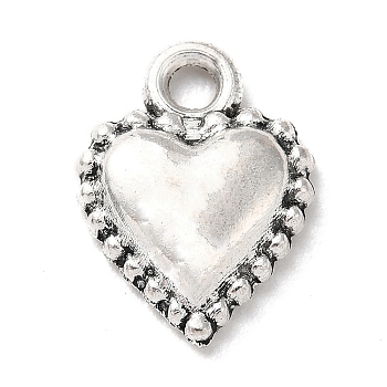 Tibetan Style Alloy Pendants, Heart Charm, Antique Silver, 14.5x11x2.5mm, Hole: 2mm, about 794pcs/500g