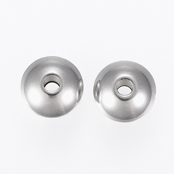 201 Stainless Steel Spacer Beads, Disc, Stainless Steel Color, 8x4mm, Hole: 2mm