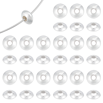 30Pcs 925 Sterling Silver Spacer Beads, Disc, Silver, 5x2.5mm, Hole: 1.5mm