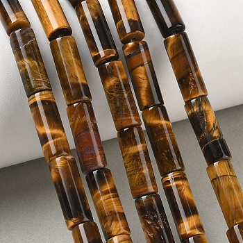 Natural Tiger Eye Beads Strands, Column, 16x6mm, Hole: 1mm, about 24pcs/strand, 15.35''(39cm)