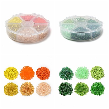 120G 120 Style Glass Seed Beads, Silver Lined Round Hole, Transparent/Opaque Colours Seed, Round, Mixed Color, 4mm, Hole: 1.5mm, 10g/style