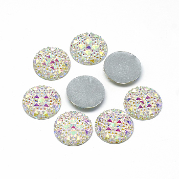Resin Cabochons, Bottom Silver Plated, Half Round/Dome, White, 20x3.5~4mm