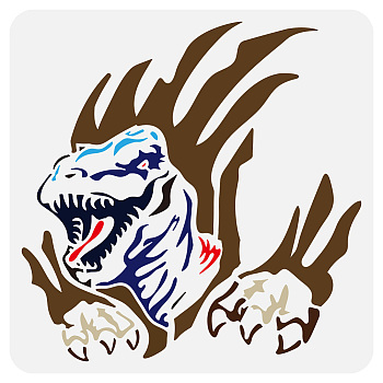 PET Hollow Out Drawing Painting Stencils, for DIY Scrapbook, Photo Album, Dinosaur, 30x30cm