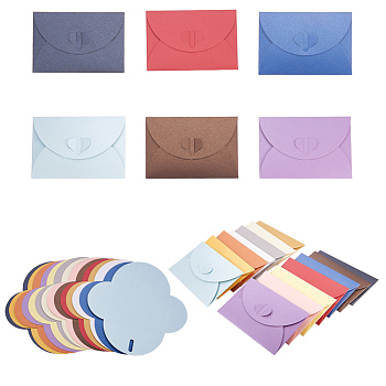 Retro Colored Pearl Blank Mini Paper Envelopes, Wedding Party Invitation Envelope, DIY Gift Envelope, Heart, Mixed Color, 7.2x10.5cm