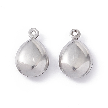 304 Stainless Steel Pendants, Teardrop, Stainless Steel Color, 15x9.5x5mm, Hole: 1mm