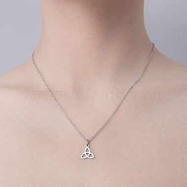 201 Stainless Steel Sailor's Knot Pendant Necklace(NJEW-OY001-40)-2
