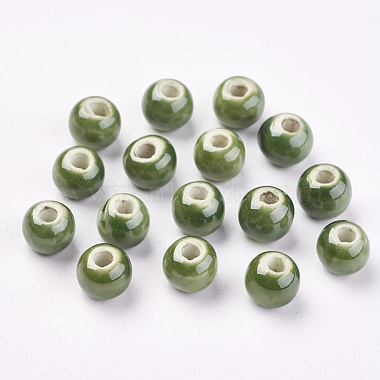 8mm Olive Round Porcelain Beads