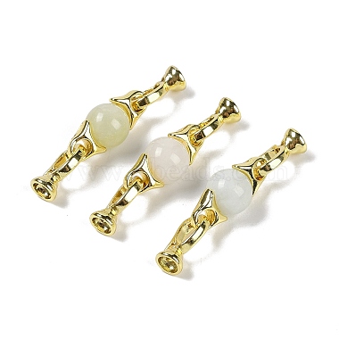 Real 18K Gold Plated Round Aquamarine Fold Over Clasps