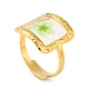 Pale Green Square Epoxy Resin with Dry Flower Adjustable Rings(RJEW-G304-03G-02)-1