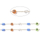 Plat rond avec des chaînes de perles de verre mauvais œil(AJEW-J035-04G-01)-2