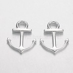 Alloy Pendants, Cadmium Free & Nickel Free & Lead Free, Anchor, Silver Color, 19x15x2mm, hole: 3mm(PALLOY-2493-S-FF)