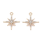 Rack Plating Alloy Pendants, with Rhinestone, Star, Golden, 20.5x18x2mm, Hole: 1.6mm(FIND-N005-33G)