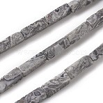 Natural Map Stone/Picasso Stone/Picasso Jasper Beads Strands, Cuboid, 13~14x4~4.5x4~4.5mm, Hole: 1.2mm, about 30pcs/strand, 39cm(X-G-G837-05)
