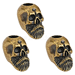 3Pcs Brass Beads, Skull, Raw(Unplated), 22x11x14mm(KK-FG0001-18)