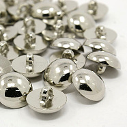 1-Hole Plating Acrylic Shank Buttons, Half Round/Dome Buttons, Platinum, 18x11.5mm, Hole: 3.5mm(BUTT-I015A)