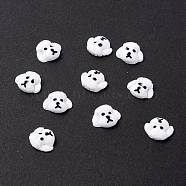 Opaque Manicure Resin Cabochons, Poodle Head, White, 10x8.5x3mm(RESI-I040-01B)