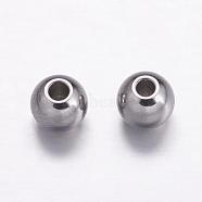 304 Stainless Steel Spacer Beads, Round, Stainless Steel Color, Hole: 2.5mm, 5x4.5mm(STAS-K146-059-C)