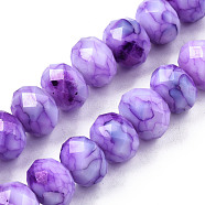 Opaque Baking Painted Glass Beads Strands, Imitation Stones, Faceted, Rondelle, Lilac, 11~12x8.5mm, Hole: 1mm, about 45pcs/strand, 15.55 inch~15.75 inch(39.5~40cm)(EGLA-N006-009B-A12)