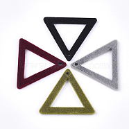 Flocky Acrylic Pendants, Triangle, Mixed Color, 28x32x2mm, Hole: 1.5mm(X-FIND-T046-19)