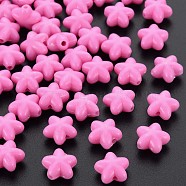 Opaque Acrylic Beads, Star, Hot Pink, 10x10.5x6mm, Hole: 1.6mm, about 1690pcs/500g(MACR-S373-26-A04)