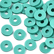 Handmade Polymer Clay Beads, for DIY Jewelry Crafts Supplies, Disc/Flat Round, Heishi Beads, Medium Turquoise, 4x1mm, Hole: 1mm, about 55000pcs/1000g(CLAY-Q251-4.0mm-48)