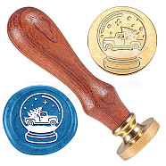 Wax Seal Stamp Set, Brass Sealing Wax Stamp Head, with Wood Handle, for Envelopes Invitations, Gift Card, Christmas Crystal Ball, 83x22mm, Stamps: 25x14.5mm(AJEW-WH0208-863)