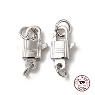 Rhodium Plated 925 Sterling Silver Lobster Claw Clasps, with Jump Rings, Lock, Platinum, 11.5x6x2.5mm(STER-D006-20P)