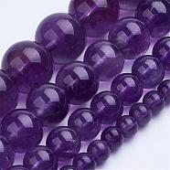 Natural Amethyst Bead Strands, Grade A, Round, 4~4.5mm, Hole: 1mm, about 97pcs/strand, 15.7 inch(G-F422-02-4mm)