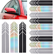12Sets 3 Colors Waterproof Reflective PET Car Stickers, with Adhesive Tape, For Car Decorations, Arrow, Mixed Color, 14x3cm, 2pcs/set, 4sets/color(DIY-FH0003-54)