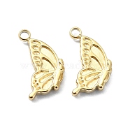 304 Stainless Steel Charms, Butterfly Charm, Real 14K Gold Plated, 13.5x9x2mm, Hole: 1.5mm(X-STAS-L022-337G)
