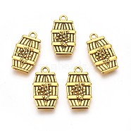 Tibetan Style Alloy Pendants, Lead Free, Cadmium Free and Nickel Free, Drum, Antique Golden Color, Size: about 26mm long, 15mm wide, 4mm thick, hole: 1.5mm(X-TIBEB-A11923-AG-FF)