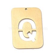 Ion Plating(IP) 304 Stainless Steel Pendants, Rectangle with Alphabet, Hollow, Letter.Q, 32x22x1mm, Hole: 1.5mm(STAS-K216-49Q-G)