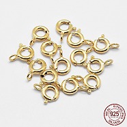 925 Sterling Silver Spring Ring Clasps, Electroplate, Golden, 9x6x1.5mm, Hole: 3mm(STER-G019-02-G01)