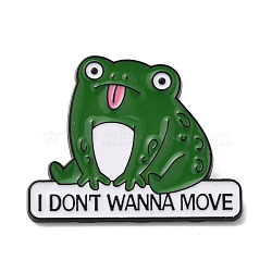 Alloy Brooches, I Don't Wanna Move Frog Enamel Pins for Clothes Backpack, Green, 25.5x32.5mm(JEWB-I032-07EB-04)