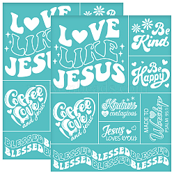 Self-Adhesive Silk Screen Printing Stencil, for Painting on Wood, DIY Decoration T-Shirt Fabric, Turquoise, Word, 280x220mm(DIY-WH0338-351)