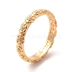 304 Stainless Steel Ring, Rose Textured Finger Ring, Golden, 4mm, Inner Diameter: 17mm(X-STAS-M309-03G)