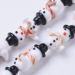 Handmade Lampwork Beads, For Christmas, Snowman, Colorful, 24~25x15~18x10~12mm, Hole: 1.2mm(LAMP-G140-03)